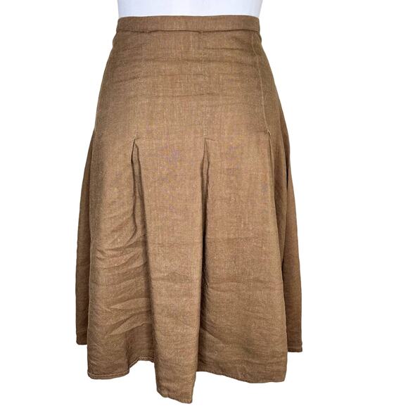 Connection 18 A-Line Skirt XL Tan Ramie Pleated Lagenlook Boho Minimalist Woven - Picture 1 of 7